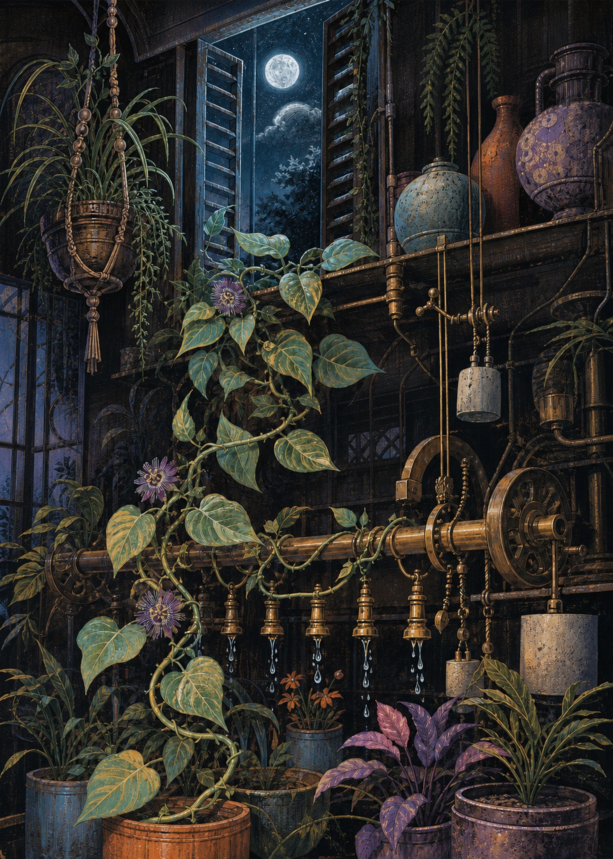 Houseplant Night Shift — Moonlit Proof — artwork preview